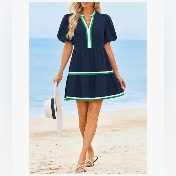 NWT NAVY BLUE BABYDOLL DRESS-S - Picture 3 of 14